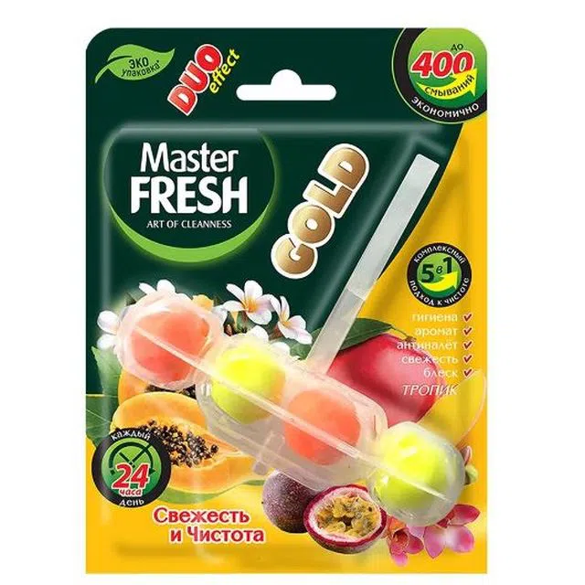 MASTER FRESH Блок подвес.для унитаза 1шт GOLD ТРОПИК 5в1 /2079/