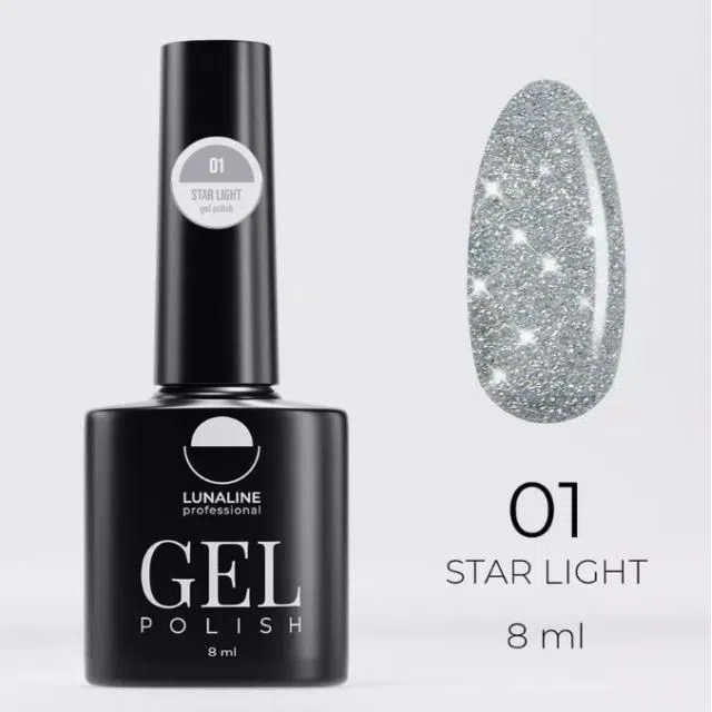 LUNALINE Гель-лак 8 мл Star Light светоотражающий т.01 серебряное сияние