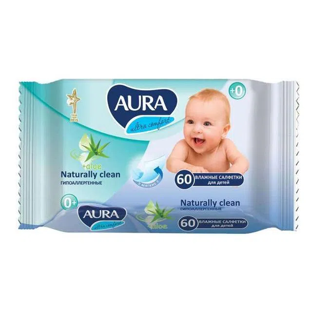 AURA Влажн. салфетки Детские  60шт Ultra Comfort /5152/