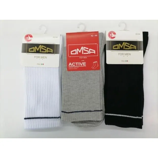 OMSA Носки муж. ACTIVE 115 (с высокой резинкой) р.42-44 (27-29) Bianco/Blu