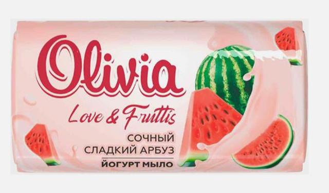 ALVIERO Мыло туалет. Olivia Love Nature & Fruttis 140 гр Сочный сладкий арбуз